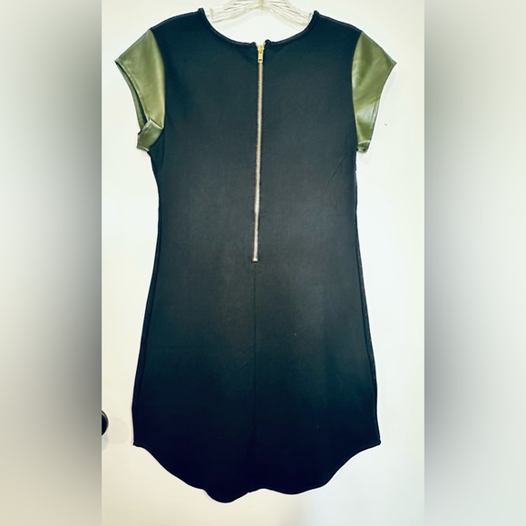 House Of Wallace LC Dress Black Green Zip Up Stretch Midi Size XS NWT - Picture 2 of 8